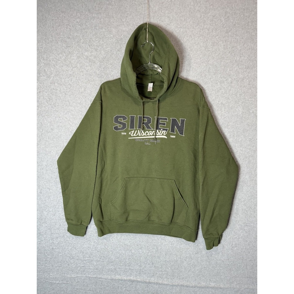 Siren Wisconsin Hoodie Mens Medium Jerzees Pullover Sweatshirt Embroidered USA